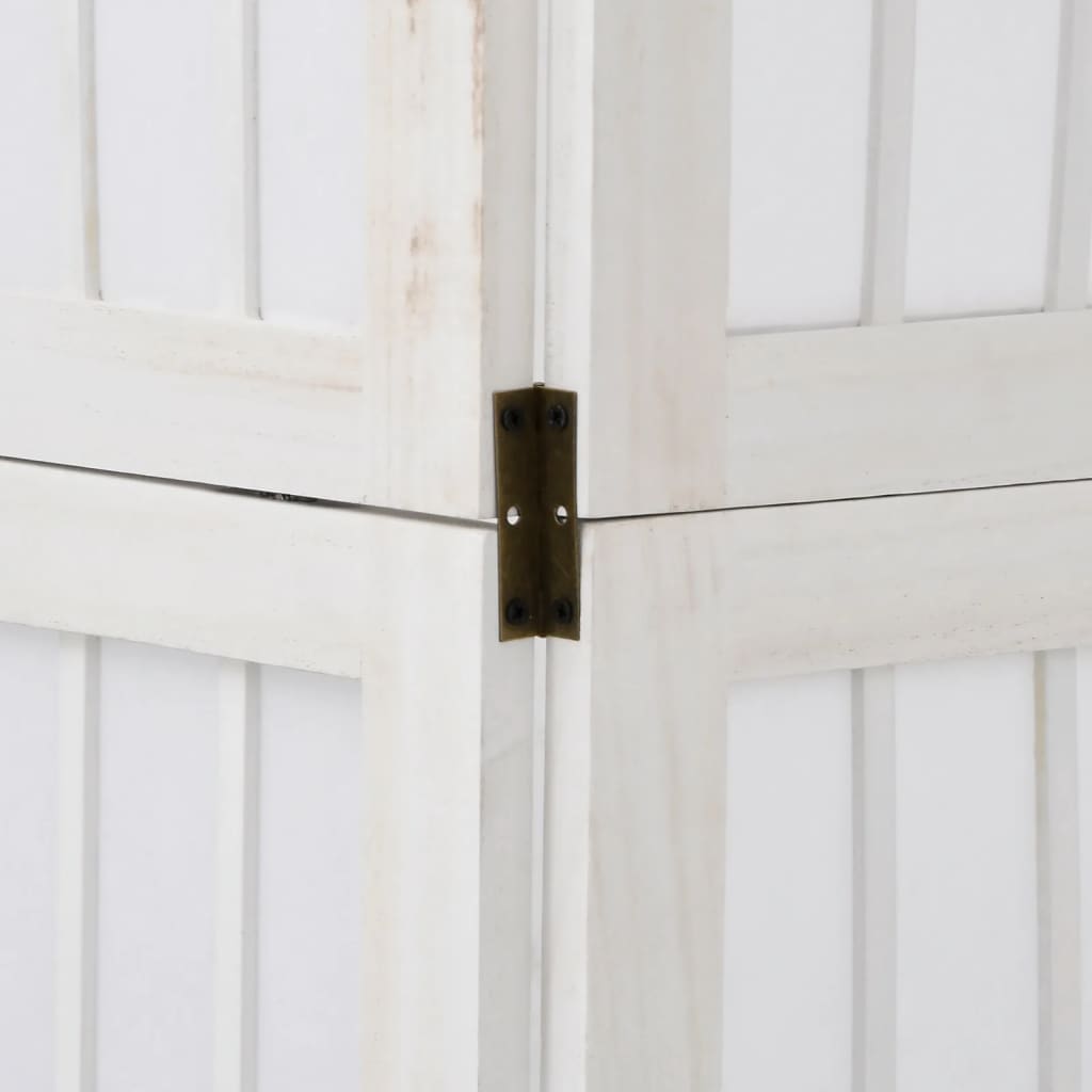 Room Divider 6 Panels White Solid Wood Paulownia